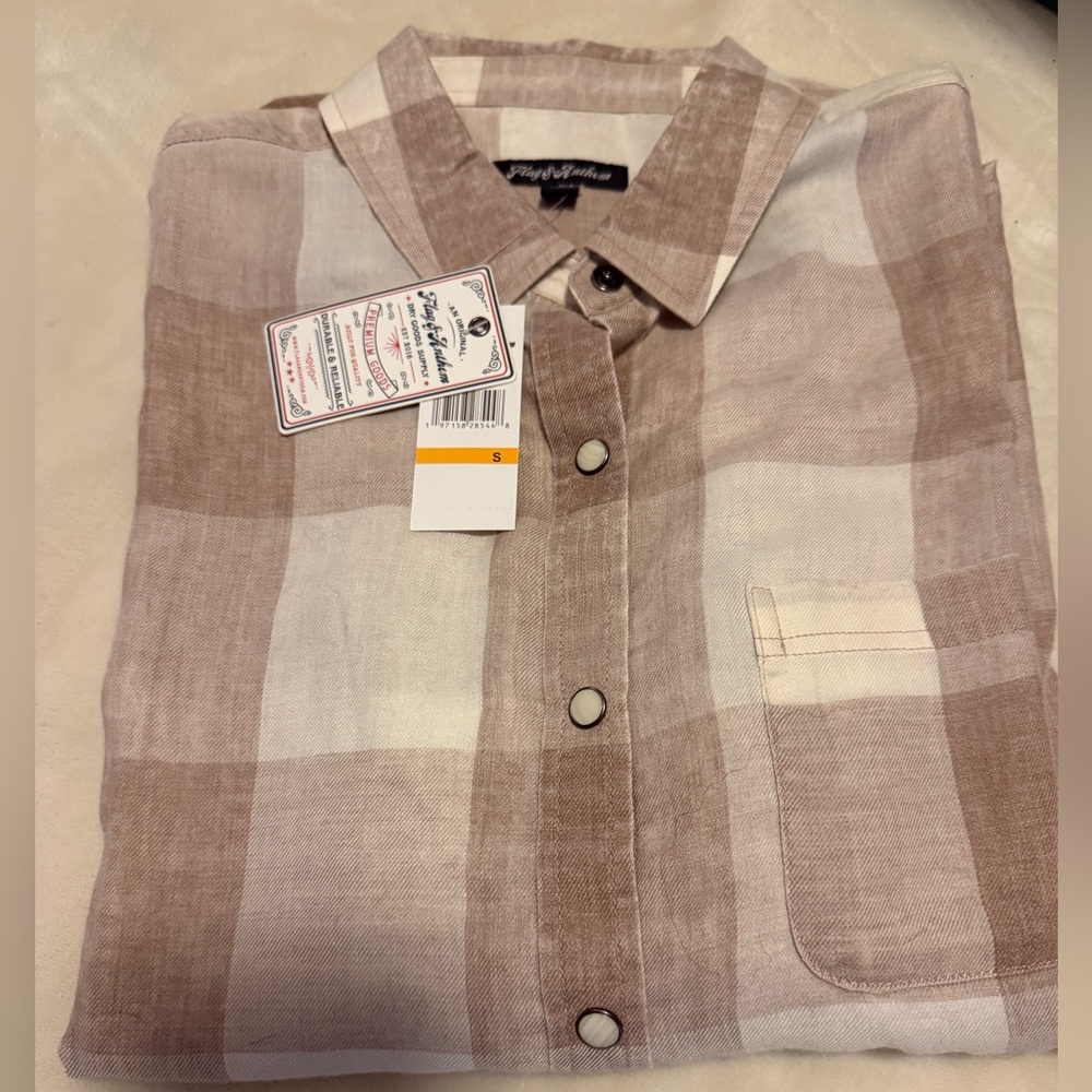 Joseph Abboud Light Brown Plaid Button Down Shirt